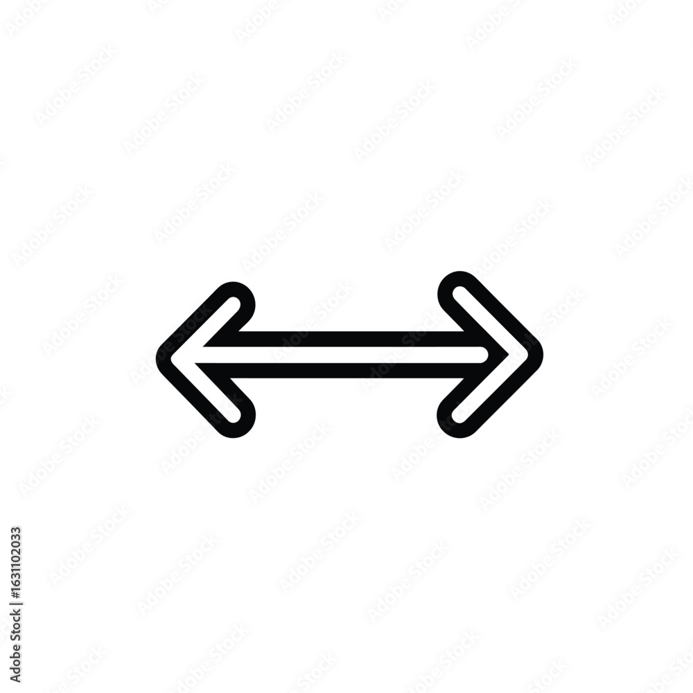 Aufkleber symmetrical black arrow pointing left and right on a transparent background