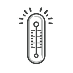 Thermometer Icon with High Temperature Indicators on Transparent Background