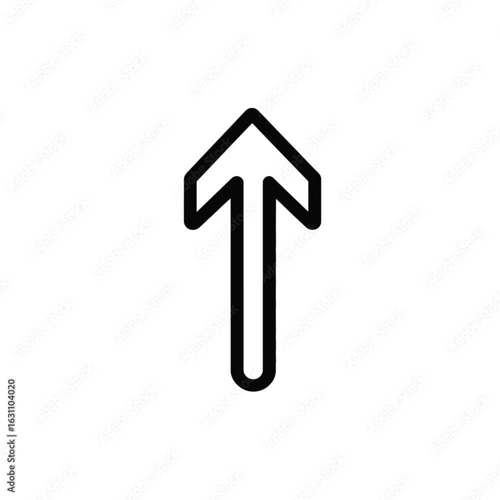 Poster upward arrow icon with black outline on transparent background for design projects