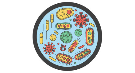 Microscopic Organisms Illustration for Scientific Research and Medical Education, Suitable for Healthcare Presentations and Microbiology Study Resources