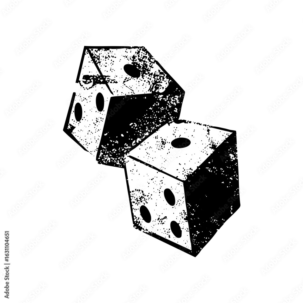 Poster vector stacked dice with a distressed texture.