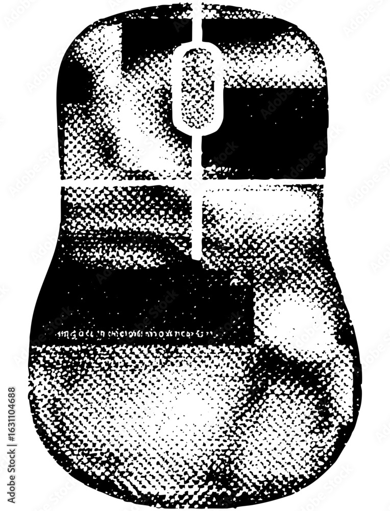 Poster vector stylized computer mouse with dotted texture.