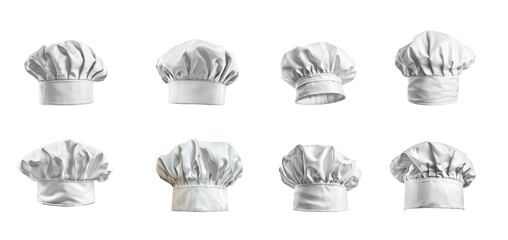 Various chef hats in different positions and angles.