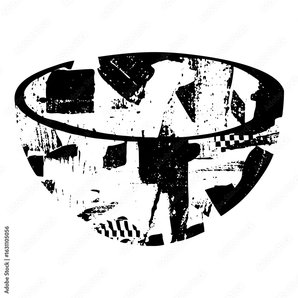 Poster vector abstract emblem featuring a stylized figure with a hat and checkered .