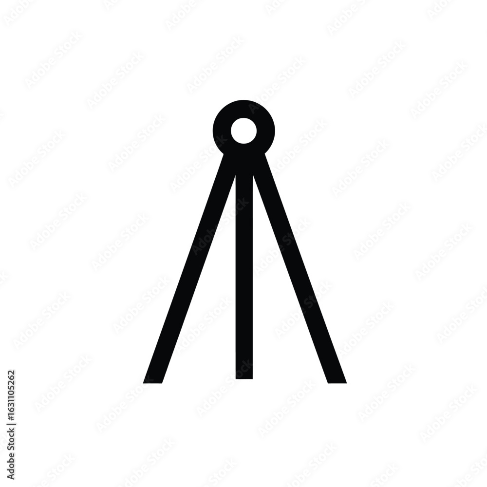 Poster abstract tripod symbol with circle detail on white backdrop minimal design