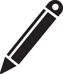 Black silhouette of a pencil isolated on white background