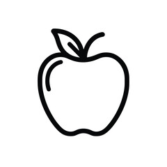Apple Icon Minimalist Line Art Illustration of Fruit with Leaf