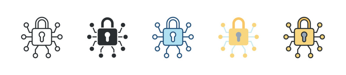 Smart Lock Icon Set Multiple Style Collection