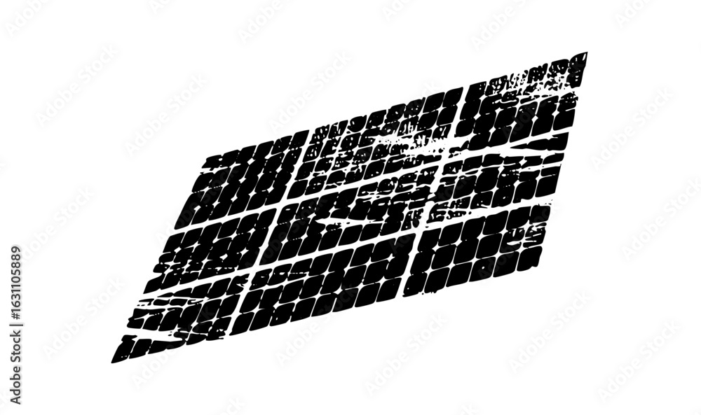 Poster vector diagonal tire track with a rugged texture.