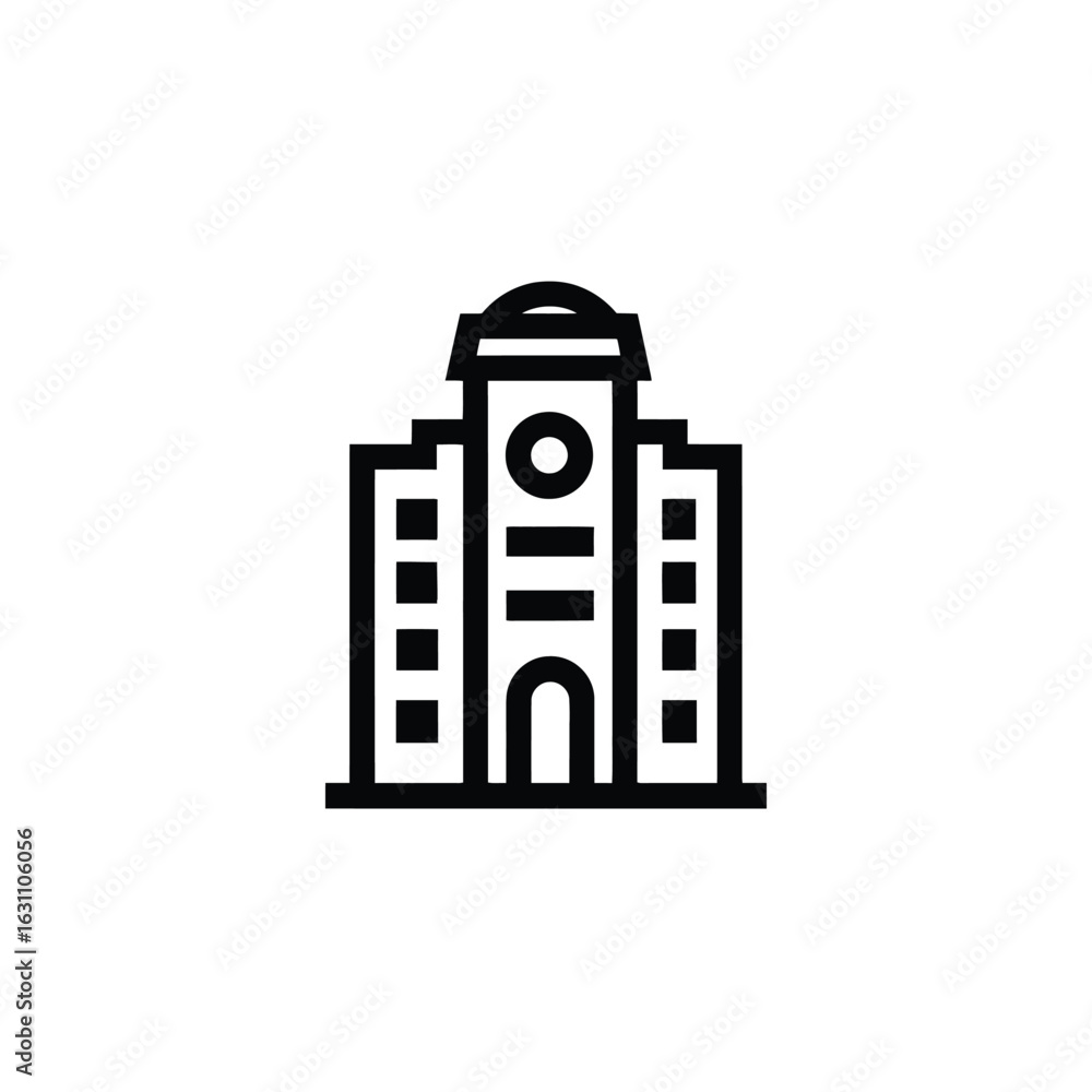 Aufkleber black and white line art icon of building structure with background