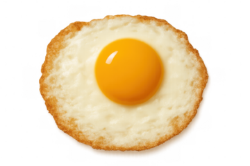 Perfect fried egg with golden yolk on transparent background, ideal for breakfast and brunch visuals