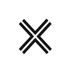 Fototapeta premium Black Double Line X Shape Isolated on White Background, Minimalist Design