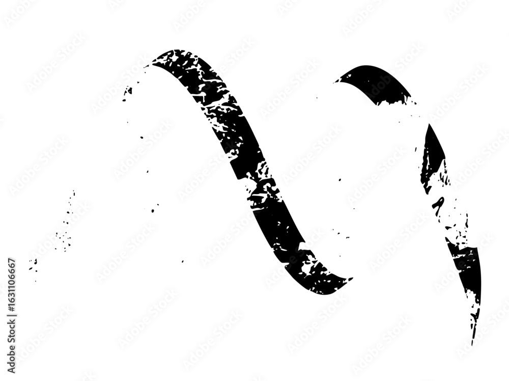 Poster vector abstract black brushstroke curve with distressed texture.