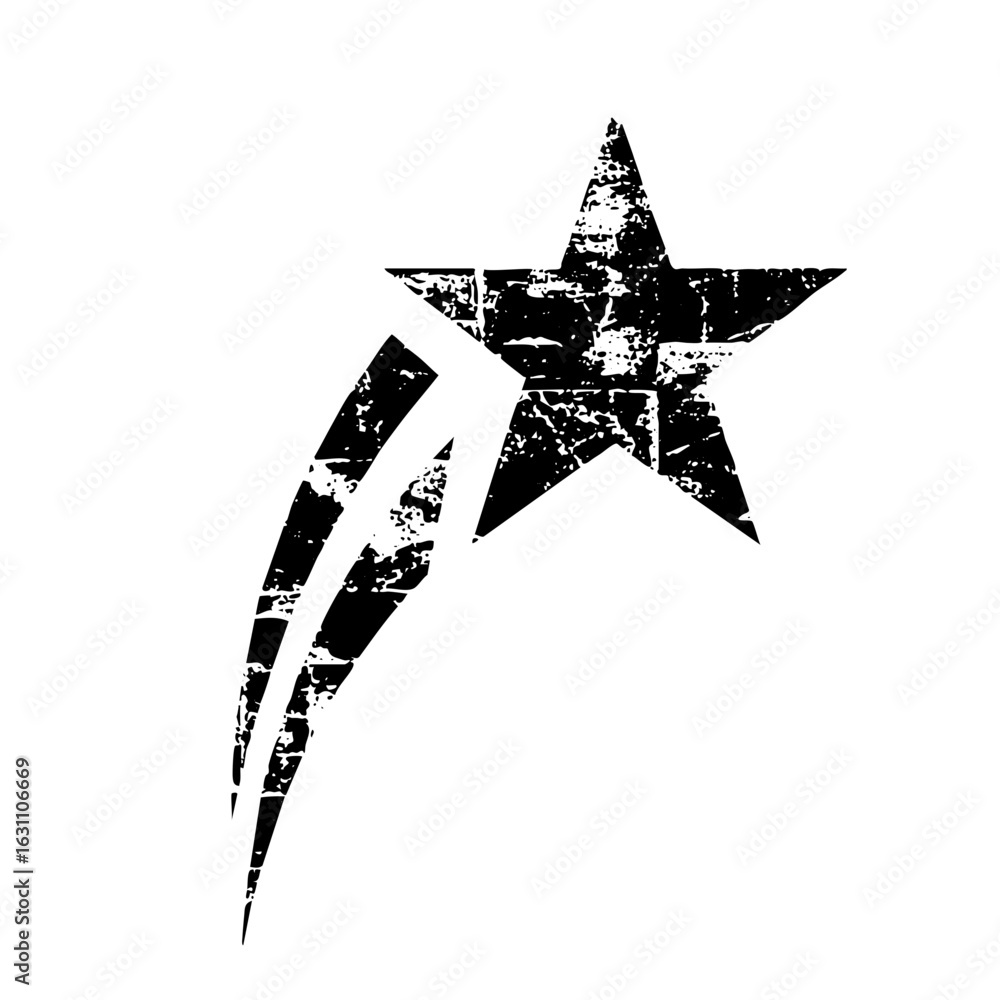 Poster Vector Distressed shooting star with a trailing streak.