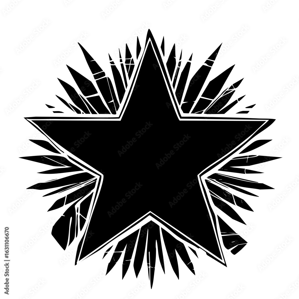 Poster vector exploding starburst with sharp radiating spikes.