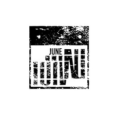 Vector Distressed June Typography Stamp