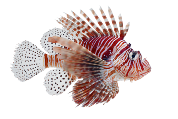 Red lionfish isolated on black background