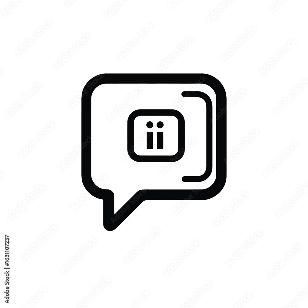 Aufkleber black outline of speech bubble with two vertical lines on background