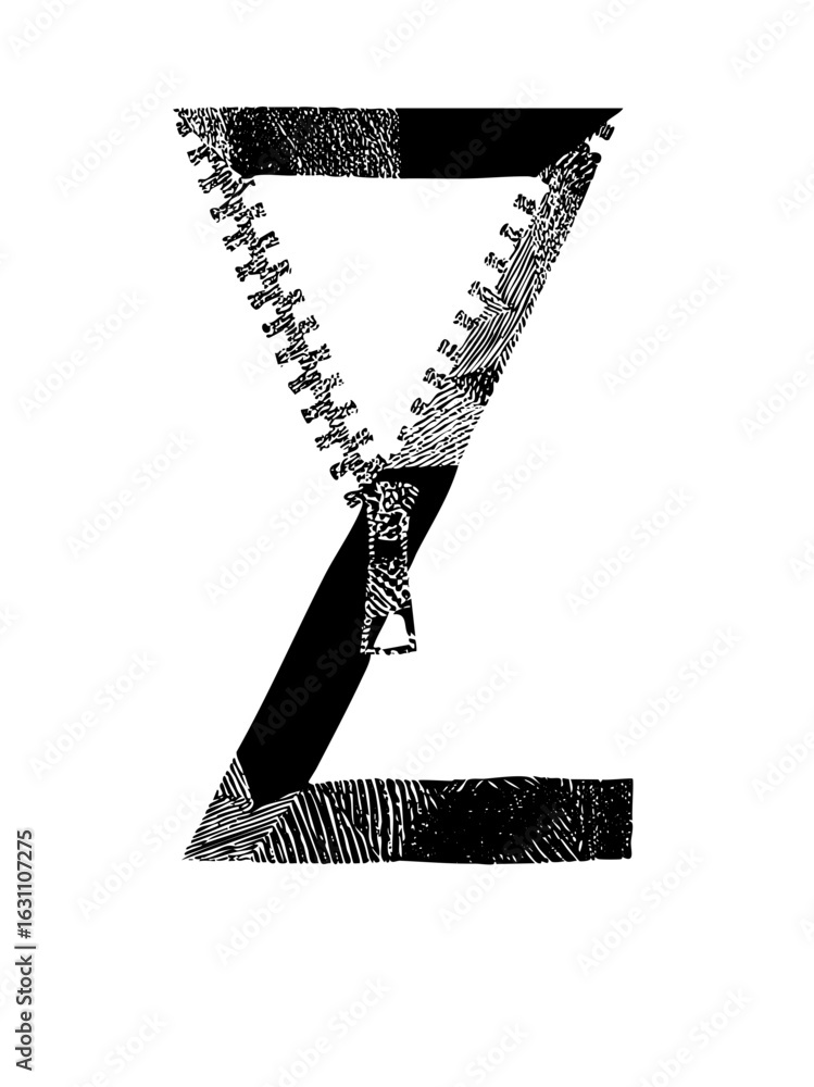 Poster vector abstract letter z with textured vector shapes.