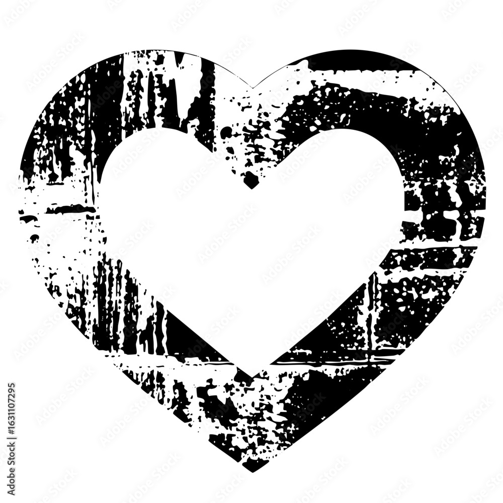Poster vector distressed heart with a fragmented textured appearance.