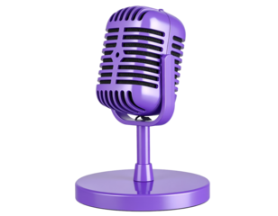Purple microphone music audio voice recording mic on transparent background