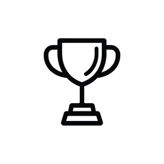 Bold Black Outline of a Trophy on White Background Symbolizing Achievement