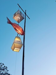 Various shaped traditional Korean lanterns in the old Buddhist temple in Seoul for Yeondeunghoe...