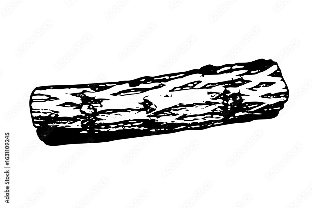 Poster vector detailed of a rough-hewn log with textured bark.
