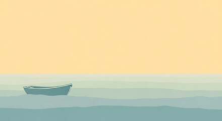 Serene Seascape: Minimalist Boat on Calm Waters