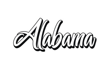 Alabama hand lettering design calligraphy vector, Alabama text vector trendy typography design