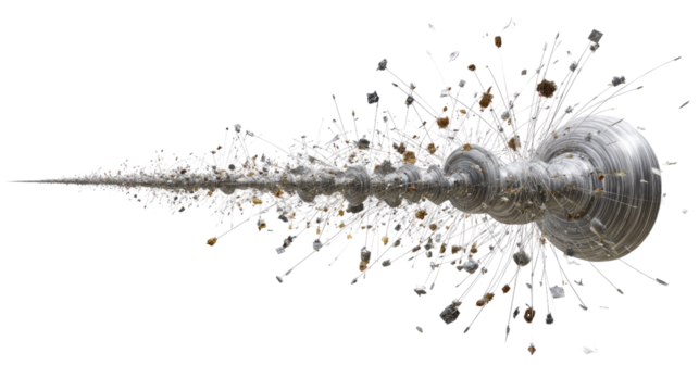 Futuristic Energy Blast: A vibrant and dynamic digital artwork depicts an abstract energy blast radiating outwards from a central point, showcasing futuristic power and technological advancement.