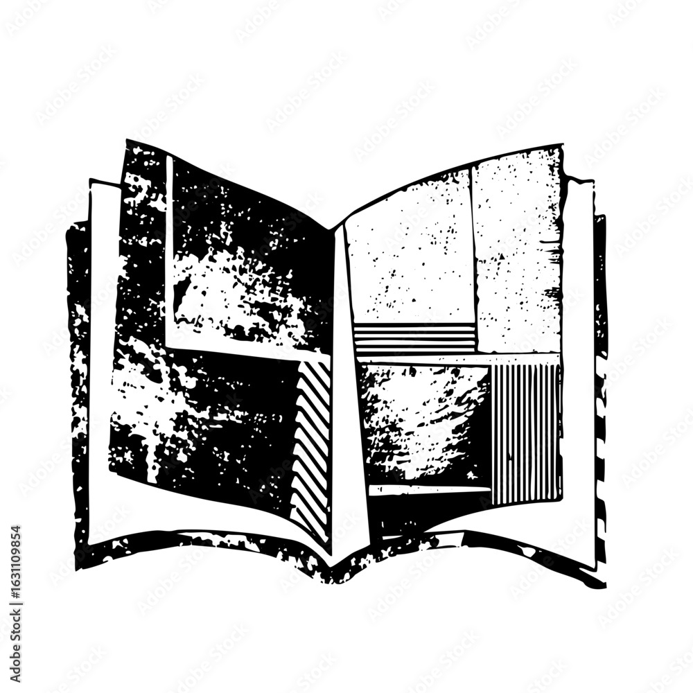 Poster vector open book with abstract page designs.