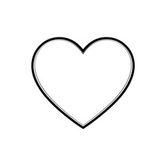 Isolated Heart Outline, Thick Black Stroke Border on Background Design