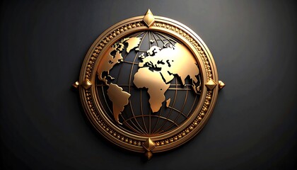 Ornate gold world map