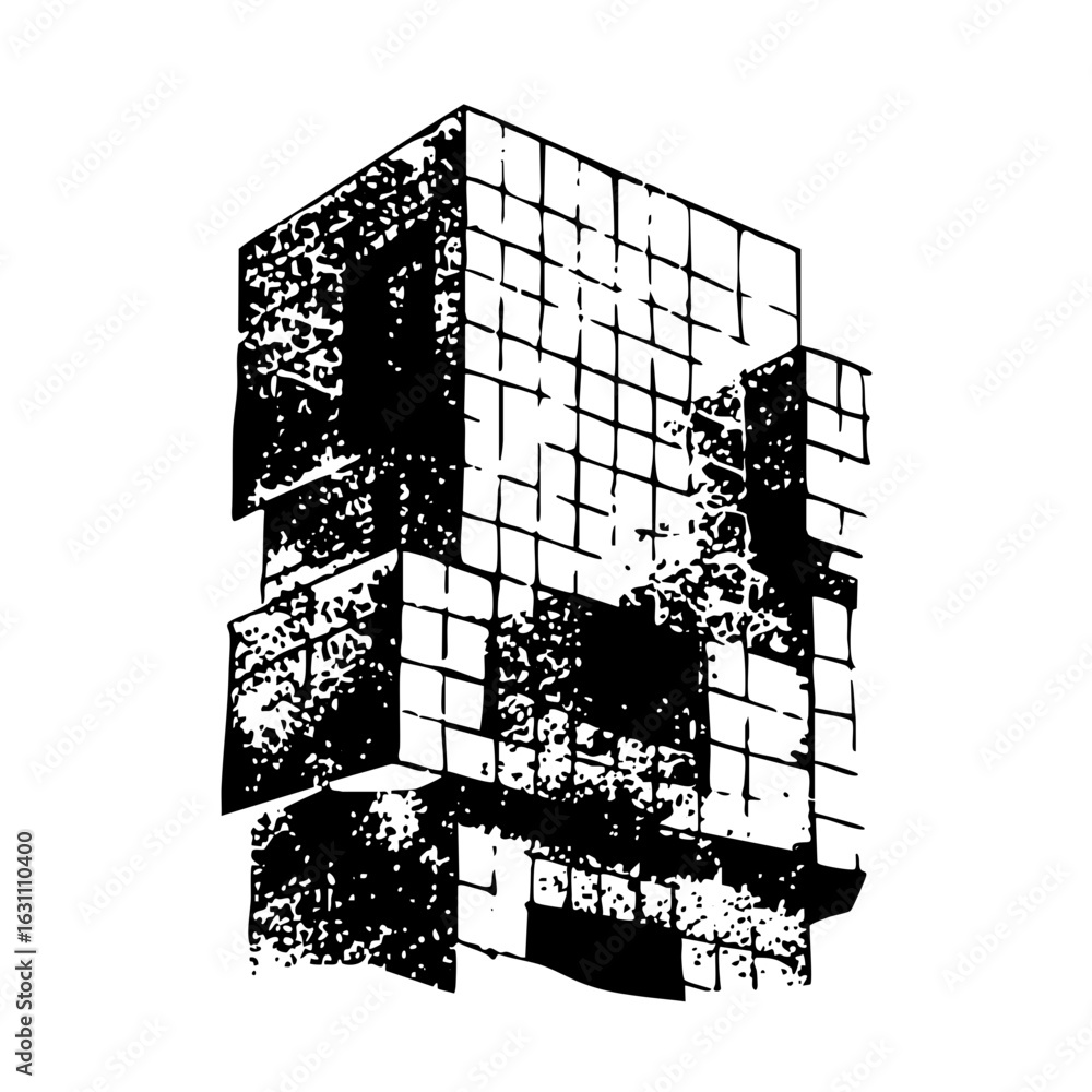 Poster vector abstract geometric building with fragmented .