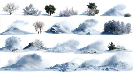 Arctic Whispers: A collection of serene winter landscape elements. Each one delicately crafted to evoke the chilling beauty of an arctic wonderland.