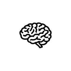 Minimalist Human Brain Outline Icon, Neurology, Anatomical Structure, Black and White