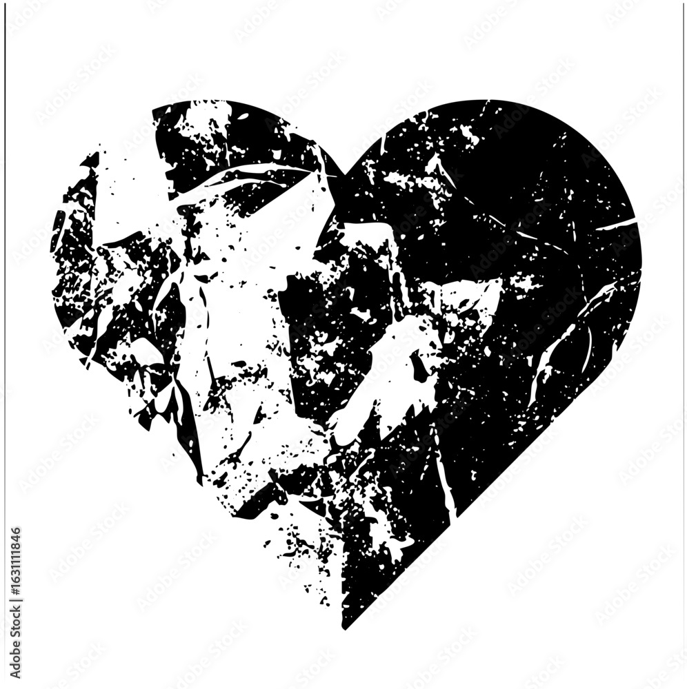 Aufkleber vector fragmented heart with distressed texture.