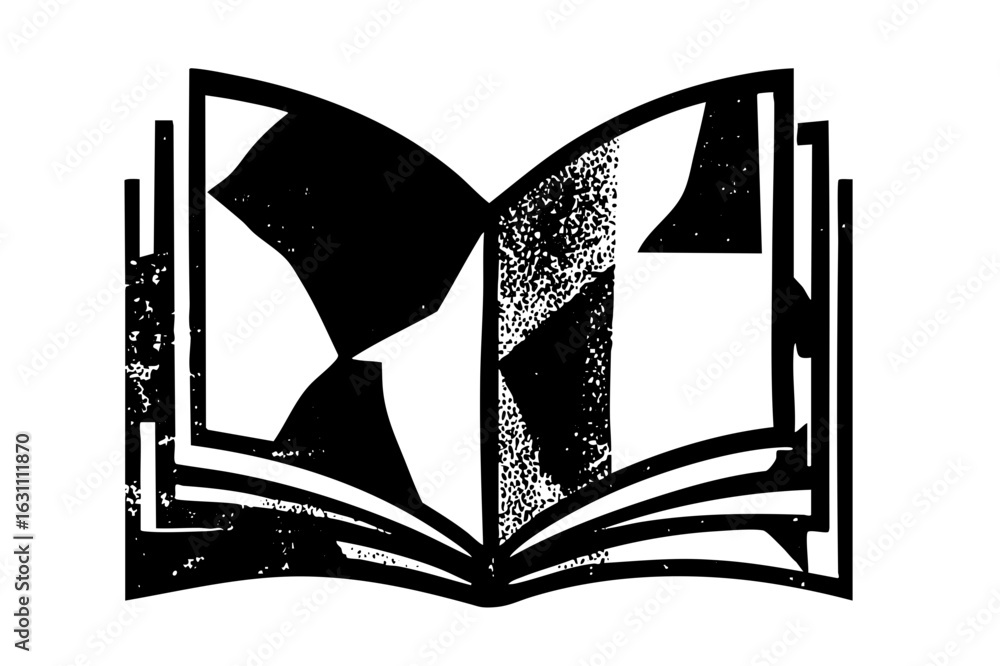 Poster vector abstract open book with letterforms .