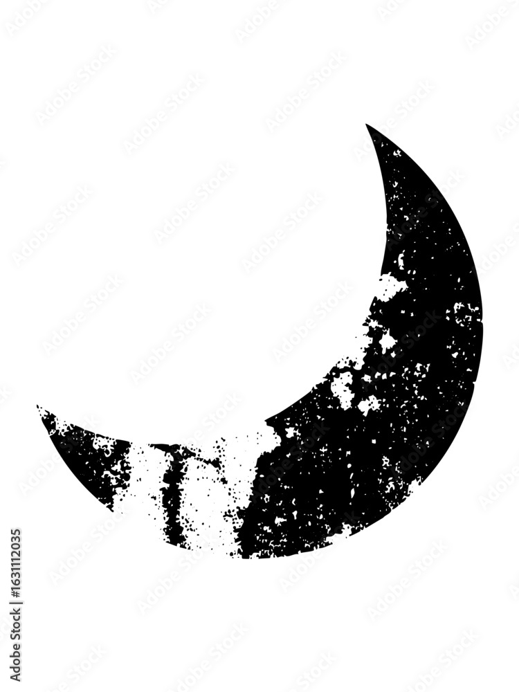 Poster Vector Fragmented moon with distressed texture.