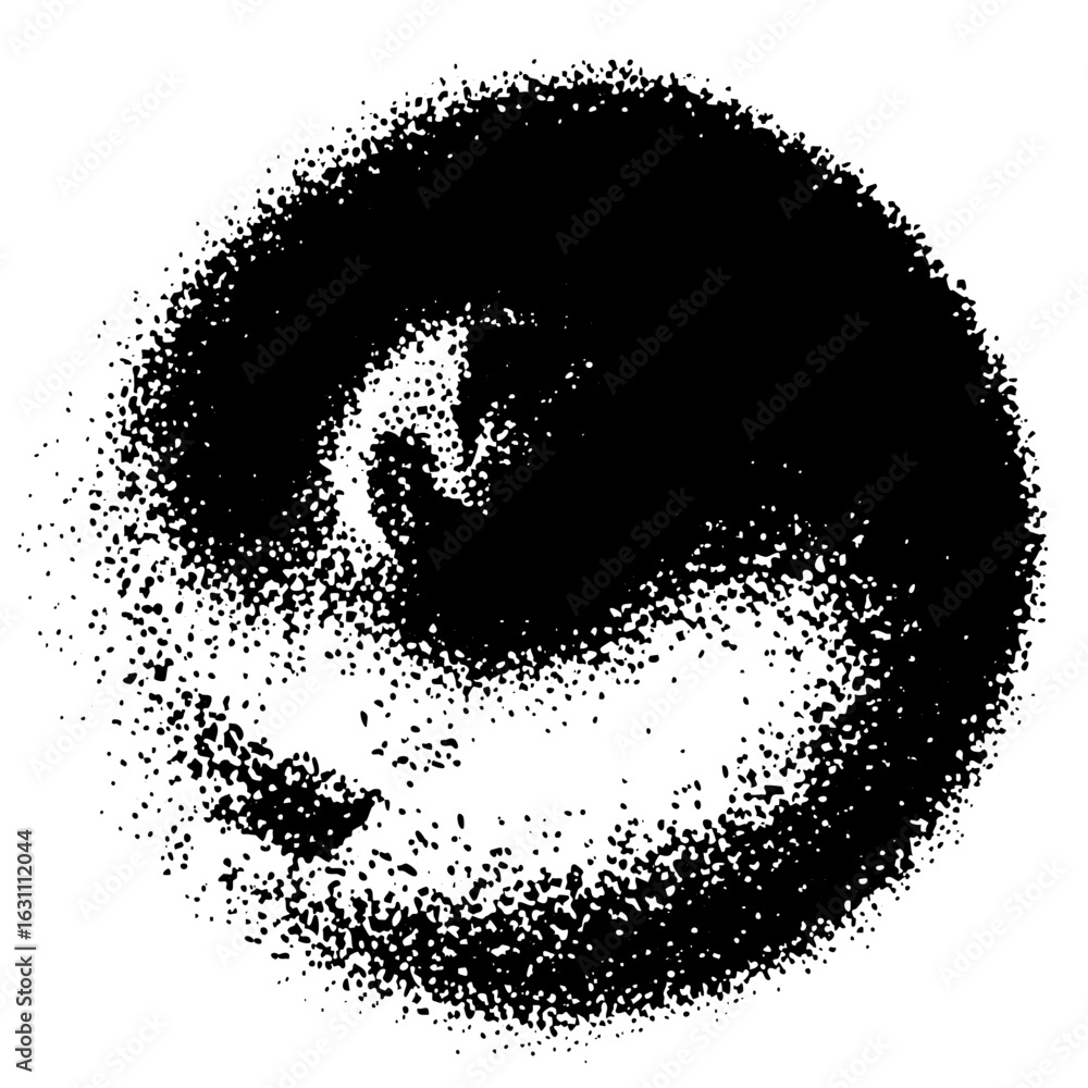 Poster vector abstract swirling shapes create a dynamic yin yang symbol.