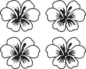 Set of four hibiscus flower vector icons