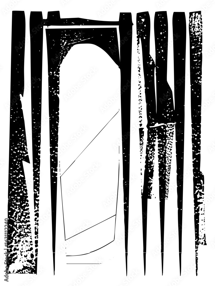 Poster vector abstract geometric composition with vertical lines and a central angled shape.