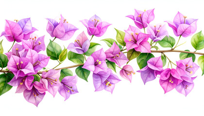 Bougainvillea Floral Border with White BG.