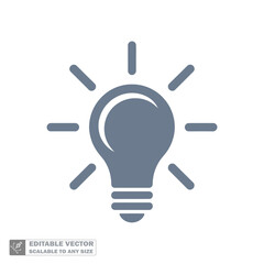 Simple  icon of light bulb with rays representing bright ideas and innovation