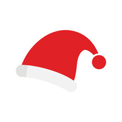 Merry Christmas Red Santa Hat Icon on White &ndash; Perfect for Winter Celebrations and Seasonal Decor