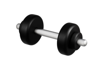 3d dumbbell icon. black weight for gym exercise fitness and muscle training isolated on white background. modern minimal 3d render.