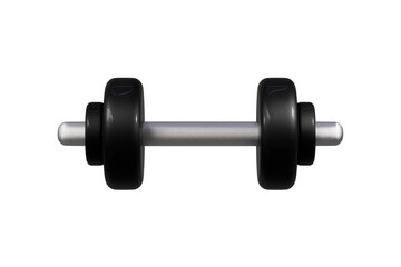 3d dumbbell icon. black fitness gym weight minimal cartoon for workout exercise and muscle training isolated on white background. 3d render.