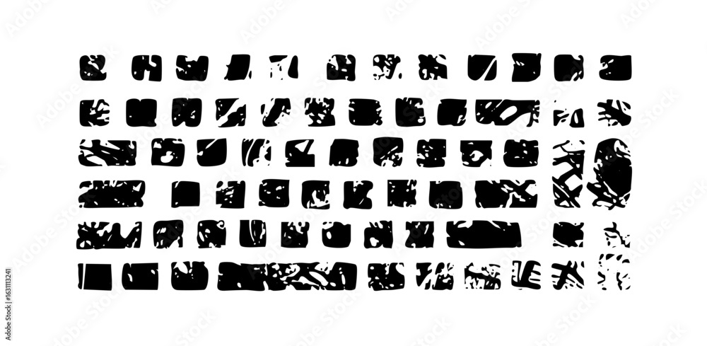 Poster vector abstract distressed alphabet set featuring rough blocky letterforms.