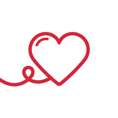 Red Heart Outline Connected by a Line, Background, Love, Symbol,